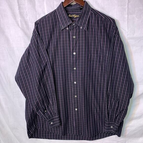 Ben Hogan men’s button down dress shirt SZ L Black striped career button up - Picture 2 of 13